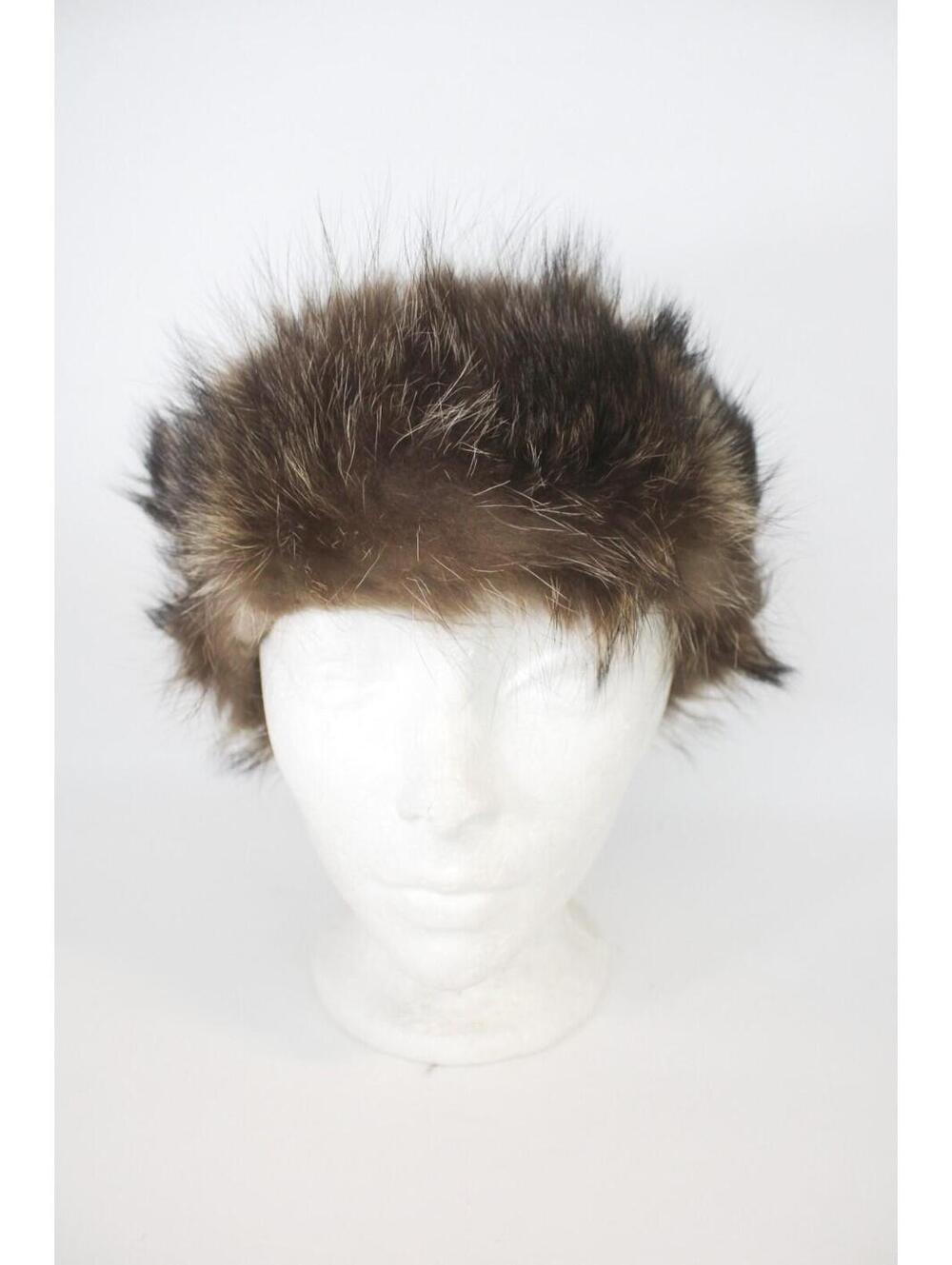 Mint Natural Raccoon Fur Headband Hat Women Woman Size 19" X 4"